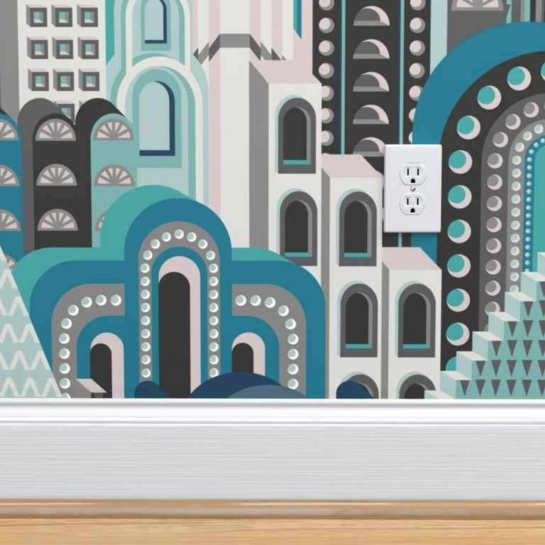 Peel-and-Stick Removable Wallpaper Teal Gold Art Deco Arches Peel-and-Stick Removable Wallpaper Teal Gold Art Deco Arches